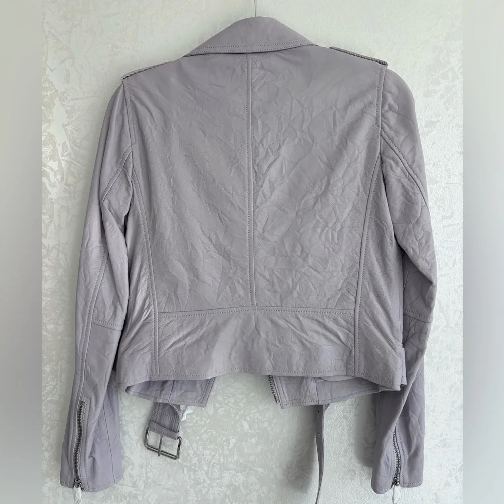 NWT MICHAEL MICHAEL KORS Crinkled Leather Moto Jacket size XS Lavendermist